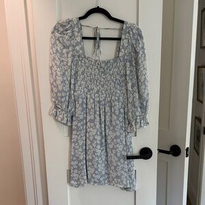 Floral Blue and White Dress